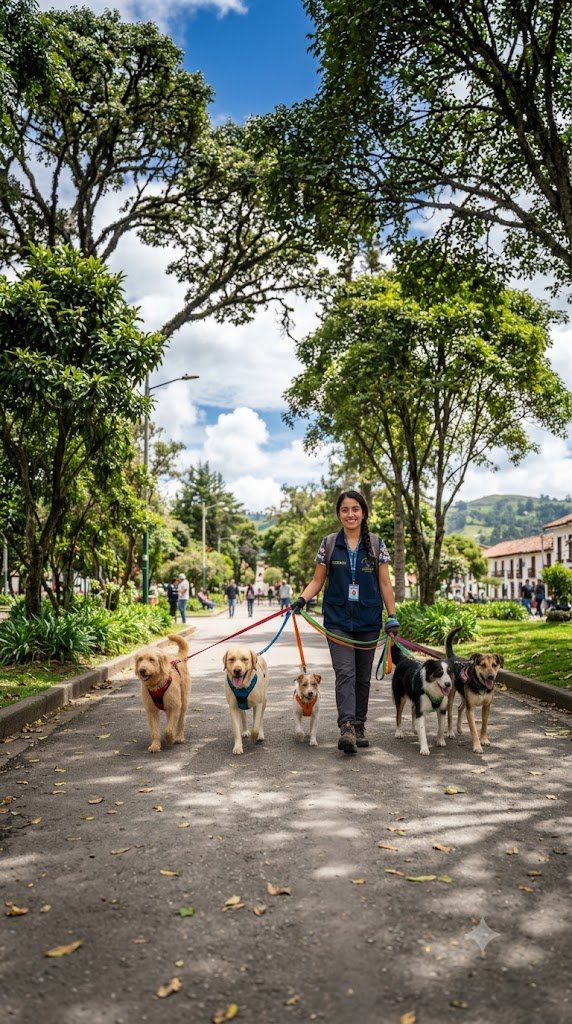 Paseador profesional con varios perros